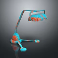 Blue And Orange Vintage Table Lamp With Curved Arm Rustic Finish And Three Legged Base