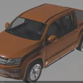 Orange Modern Pickup Truck With Sleek Body Black Roof Strip And Silver Wheels