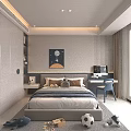 Modern White Whole Wall Wardrobe Interior Design With Study Desk And Storage 3d model