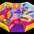 Colorful Kids Interactive Play Structure With Slide Climbing And Cartoon Elements 3d model