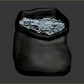 Full Burlap Bag Filled With Shiny Blue Coins On Dark Background