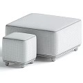Light Gray Fabric Ottoman Set With Wooden Legs Modern Two Sizes Home Decor