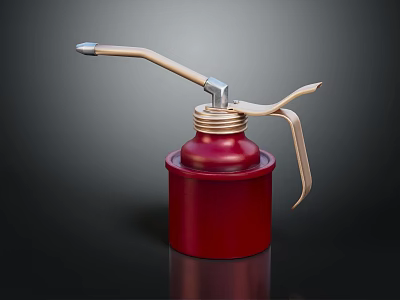 Industrial Equipment Red Oil Can With Metal Nozzle And Handle For Lubrication 3d model