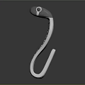 Modern Abstract Sculpture Carving In Silver Metal With Curved Structure And Shiny Surface