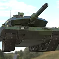 Modern Military Tank With Camouflage Paint Cannon Turret Tracks And Serial Number