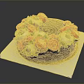 Chocolate Cake Decorated With Colorful Red Pink Green White Flowers On White Paper Dark Background