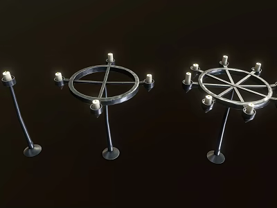 Modern Metal Candle Lamp With Circular Design And Multiple Holders On Stable Base 3d model