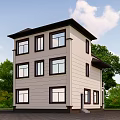 Modern Detached Villa Exterior Design With Large Glass Windows White Facade And Green Trees