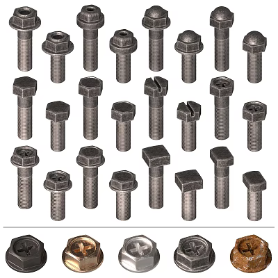 Hardware Tools Various Types of Metal Bolts for Construction and Repair Projects 3d model Hardware Tools Various Types of Metal Bolts for Construction and Repair Projects 3d model
