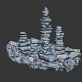 Artistic Stacked Stone Sculpture With Tower Like Structures And Irregular Base Stones