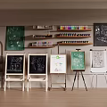 Art Studio With Easels Drawing Boards Brushes And Colorful Paint Tubes 3d model
