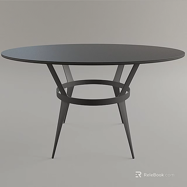 Modern Black Circular Coffee Table With Stylish Geometric Legs For Home Decor 3d model 