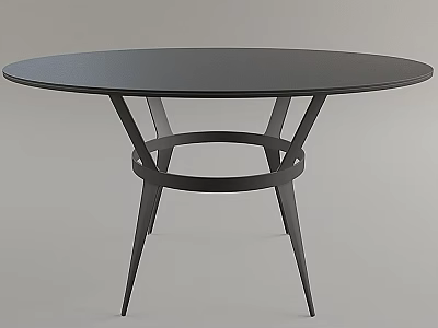 Modern Black Circular Coffee Table With Stylish Geometric Legs For Home Decor 3d model
