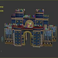 Ancient Architecture With Blue And Gold Decorations Towers And Arches