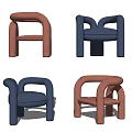 Modern Minimalist Leisure Chairs With Pink And Blue Curved Arms Sleek Design