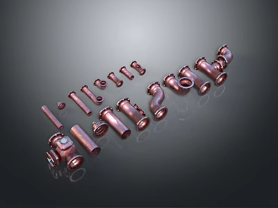 Assorted Copper Plumbing Hardware Tools With Diverse Fittings Elbows Tees And Connectors For Projects 3d model