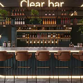 Modern Bar Interior Design With Chandeliers Wine Shelves Curtains And Velvet Chairs