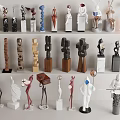 Modern Artistic Decorative Ornament Set With Various Figurines And Diverse Materials For Home Decor