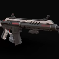 Tactical Assault Rifle With Black White Finish And Tactical Magazine Accessories