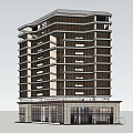 Modern High Rise Office Building With Glass Facade And Balcony Greenery