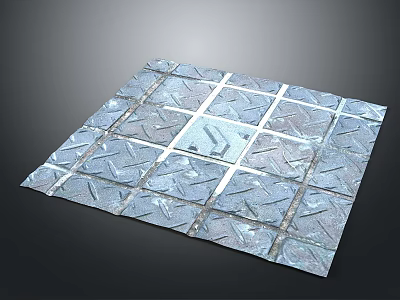 Modern Square Floor Tiles With Cross Shaped Lines And Textured Surface 3d model