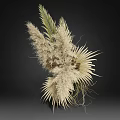 Cream Colored Dried Pampas Grass And Palm Leaves In Black Vase Decor