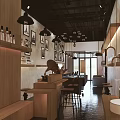 Modern Beauty Hair Salon Interior With Wooden Workstation Stools Product Shelves Hanging Lights And Mirrors