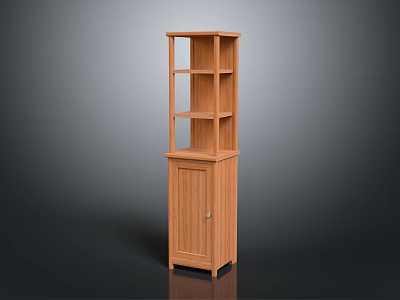 Wooden Storage Cabinet With Upper Glass Door Shelves And Lower Cabinet Design 3d model