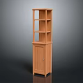 Wooden Storage Cabinet With Upper Glass Door Shelves And Lower Cabinet Design