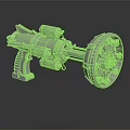 Futuristic Sci Fi Weapon With Detailed Mechanical Gear Structure And Grip Handle 3d model