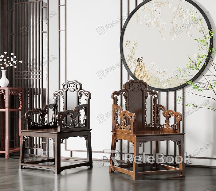 Chinese Armchair Solid Wood Dining Chair Single Chair model