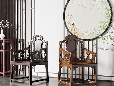 Chinese Armchair Solid Wood Dining Chair Single Chair model