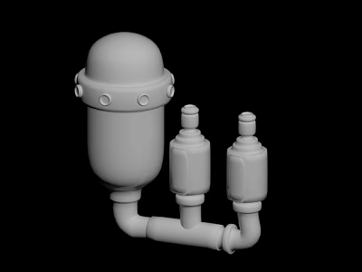 Industrial Piping Components With Cylindrical Container And Valves Connection Assembly 3d model