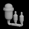 Industrial Piping Components With Cylindrical Container And Valves Connection Assembly