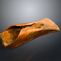 Ancient Rusted Copper Artifact With Irregular Shape And Grooved Surface 3d model