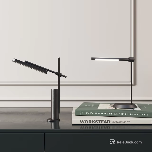 Modern Desk Lamps Adjustable Arm Design For Home Office Workspace With Workstead Book On Table 3d model 