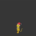 Cute Yellow Spotted Doll with Red Santa Hat White Beard and Outstretched Arms