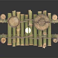 Natural Handmade Bamboo Storage Rack With Woven Containers And Handles