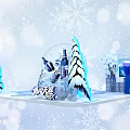 Fast-selling beer ice and snow festival Christmas roadshow pop-up shop Meichen crystal ball snow tree ice block photo clock-in area game interaction area 3d model