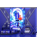 AMX eSports Stage Setup With Large Screens Vibrant Lighting And Modern Interactive Displays