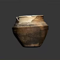 Ancient Clay Pottery Sculpture With Carved Patterns And Cracked Surface 3d model