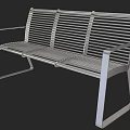 Modern Public Bench Featuring Metal Slats Armrests And Sturdy Outdoor Design