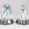 Anime Character Figurines With Mechanical Horse And Green Vest On Silver Base