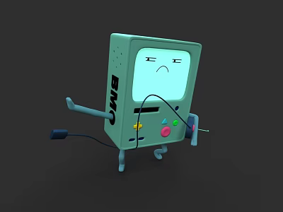 Cartoon Green TV Character With Sad Expression Arms And Legs For Game Movie 3d model