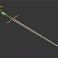 Classic Sword Weapon Featuring Blue Blade Brown Hilt And Cross Guard On Gray Background