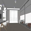 School Dormitory Interior With Beds Desks Chairs And Bright Window Design