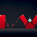 Modern Red Display Shelves With Decorative Fabric And Elegant Showcase Design