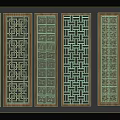 Traditional Chinese Wooden Carved Screens Featuring Various Intricate Lattice Patterns Design