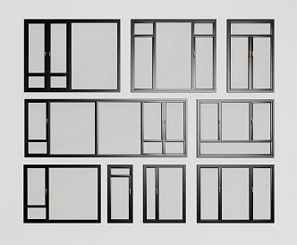 Modern casement window combination 3d model