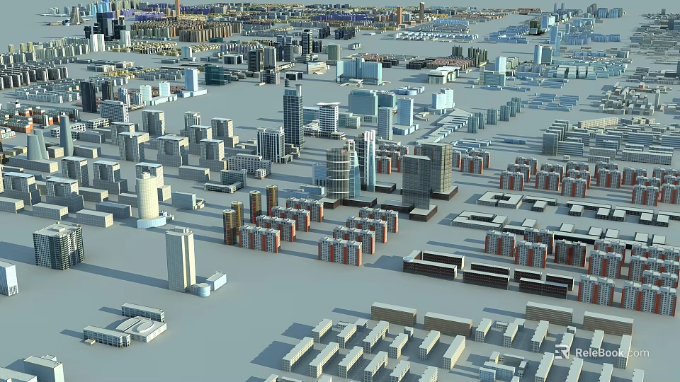Detailed Urban City Model Featuring High Rise And Low Rise Buildings Layout 3d model 